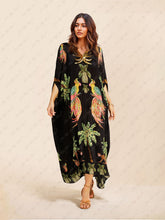 Carregar imagem no visualizador da galeria, Unique Drop Shoulder Sleeve Coconut Tree Printed Dress