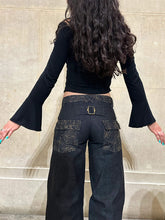 Load image into Gallery viewer, The Slouch In Embroidered Charcoal Denim Jeans