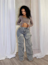 Load image into Gallery viewer, Detachable High-Waist Denim Pants