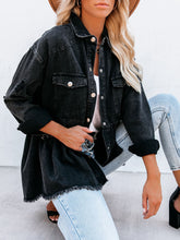 Load image into Gallery viewer, Distressed Denim Button Down Shirt Jacket