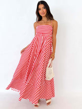 Indlæs billede til gallerivisning Striped Thin Strappy Midi Dress