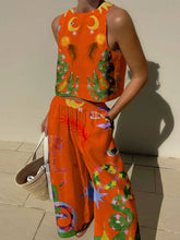 Carica l&#39;immagine nel visualizzatore di Gallery, Unique Print Tank And Elastic Waist Pocketed Pants Set