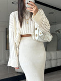 Fashionable Round Neck Hollow Sweater Top