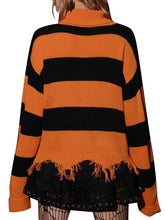 Load image into Gallery viewer, Halloween Cat Stripe Fringe Sweater