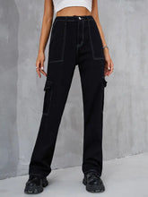 Load image into Gallery viewer, Vintage Elastic Waist Relaxed Fit Denim Cargo Pants