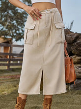 Indlæs billede til gallerivisning Tie-Waist Split Denim Skirt