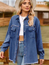 Load image into Gallery viewer, Frayed Hem Washed Denim Fringe Shirt