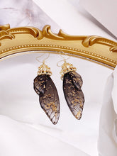 画像をギャラリービューアに読み込む, Butterfly Wing Black Rhinestone Cicada Wing Crystal Earrings