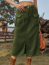 Indlæs billede til gallerivisning Tie-Waist Split Denim Skirt