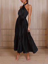 Load image into Gallery viewer, Neckline Pleated Vacation Party Midi Dresses