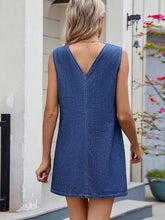 Load image into Gallery viewer, Sassy Sleeveless Denim Midi Dress