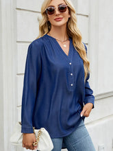 Load image into Gallery viewer, Chic Button-Down V-Neck Denim-Look Blouse