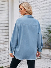 Load image into Gallery viewer, Frayed Hem Washed Denim Shirt