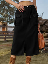 Indlæs billede til gallerivisning Tie-Waist Split Denim Skirt