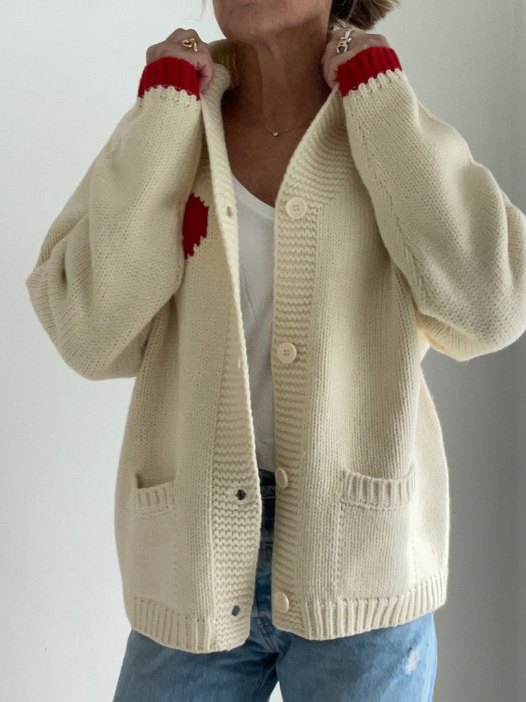 Fun heart pattern cardigan sweater jacket