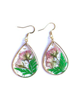 Load image into Gallery viewer, Pink Rose Resin Drop Earrings