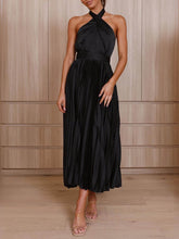 Load image into Gallery viewer, Neckline Pleated Vacation Party Midi Dresses