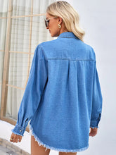 Load image into Gallery viewer, Loose Frayed Denim Shirt with Sequin Pocket