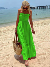 Load image into Gallery viewer, Smocked Bust Off Shoulder Vacation Maxi Dress