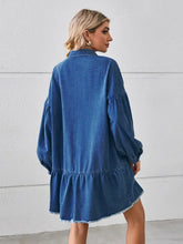 Load image into Gallery viewer, Oversized Frayed Denim Midi Dress