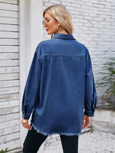 Load image into Gallery viewer, Frayed Hem Washed Denim Shirt
