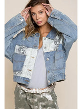 Load image into Gallery viewer, Animal Print Patchwork Denim Jacket