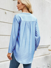 Load image into Gallery viewer, Chic Button-Down V-Neck Denim-Look Blouse