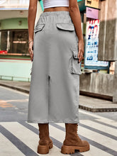 Načíst obrázek do prohlížeče Galerie, Drawstring Denim Cargo Midi Skirt