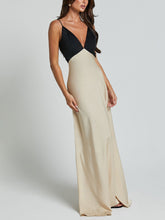 Charger l&#39;image dans la galerie, Exquisite Satin Contrast Color V-Neck Maxi Dress