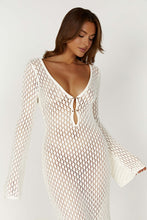 Load image into Gallery viewer, aikergood Augusta Crochet Fishtail Flare Sleeve Maxi Dress
