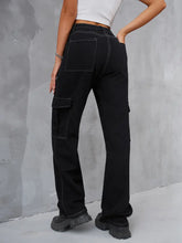 Load image into Gallery viewer, Vintage Elastic Waist Relaxed Fit Denim Cargo Pants