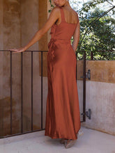 Load image into Gallery viewer, Summer Halter Satin Bridesmaid Prom Maxi Dresses