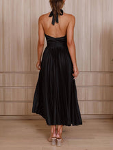 Load image into Gallery viewer, Neckline Pleated Vacation Party Midi Dresses