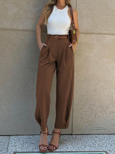 Load image into Gallery viewer, Stylish Loose High Waisted Drawstring Suit Pants