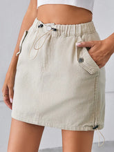 Indlæs billede til gallerivisning Summer Drawstring Elastic Waist Denim Skirt