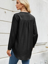 Load image into Gallery viewer, Chic Button-Down V-Neck Denim-Look Blouse