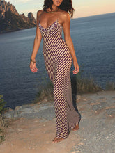 Load image into Gallery viewer, Striped Sexy Slim-Fitting Strappy Chest-Length Floor-Length Dress