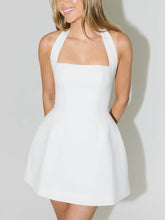 Load image into Gallery viewer, Halterneck Open-Back High-Waisted A-Line Wide-Hem Mini Dress