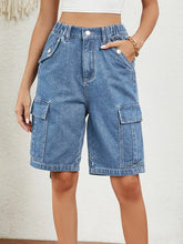 Load image into Gallery viewer, Washed Utility Denim Shorts