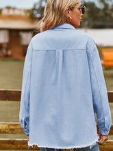 Load image into Gallery viewer, Frayed Hem Washed Denim Fringe Shirt