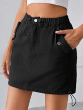 Indlæs billede til gallerivisning Summer Drawstring Elastic Waist Denim Skirt