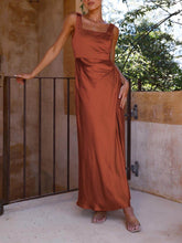 Load image into Gallery viewer, Summer Halter Satin Bridesmaid Prom Maxi Dresses