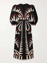 Load image into Gallery viewer, Unique Coconut Jungle Print Puff Sleeve Long Midi Dress
