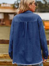 Load image into Gallery viewer, Frayed Hem Washed Denim Fringe Shirt