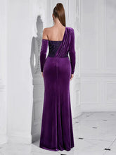 Load image into Gallery viewer, Purple Sequin High-Slit Long Dress