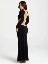 Load image into Gallery viewer, Pearl Chain Backless Fitted Maxi Dress