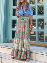 Load image into Gallery viewer, Bohemian Print Elastic Waist Tassel Maxi Skirt