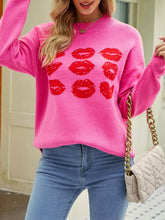 Load image into Gallery viewer, Valentine Heart Lips Knit Sweater