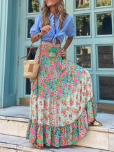 Load image into Gallery viewer, Bohemian Print Elastic Waist Tassel Maxi Skirt