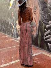 Load image into Gallery viewer, Tie-dye Print Back Lace-up Stretch Maxi Dress